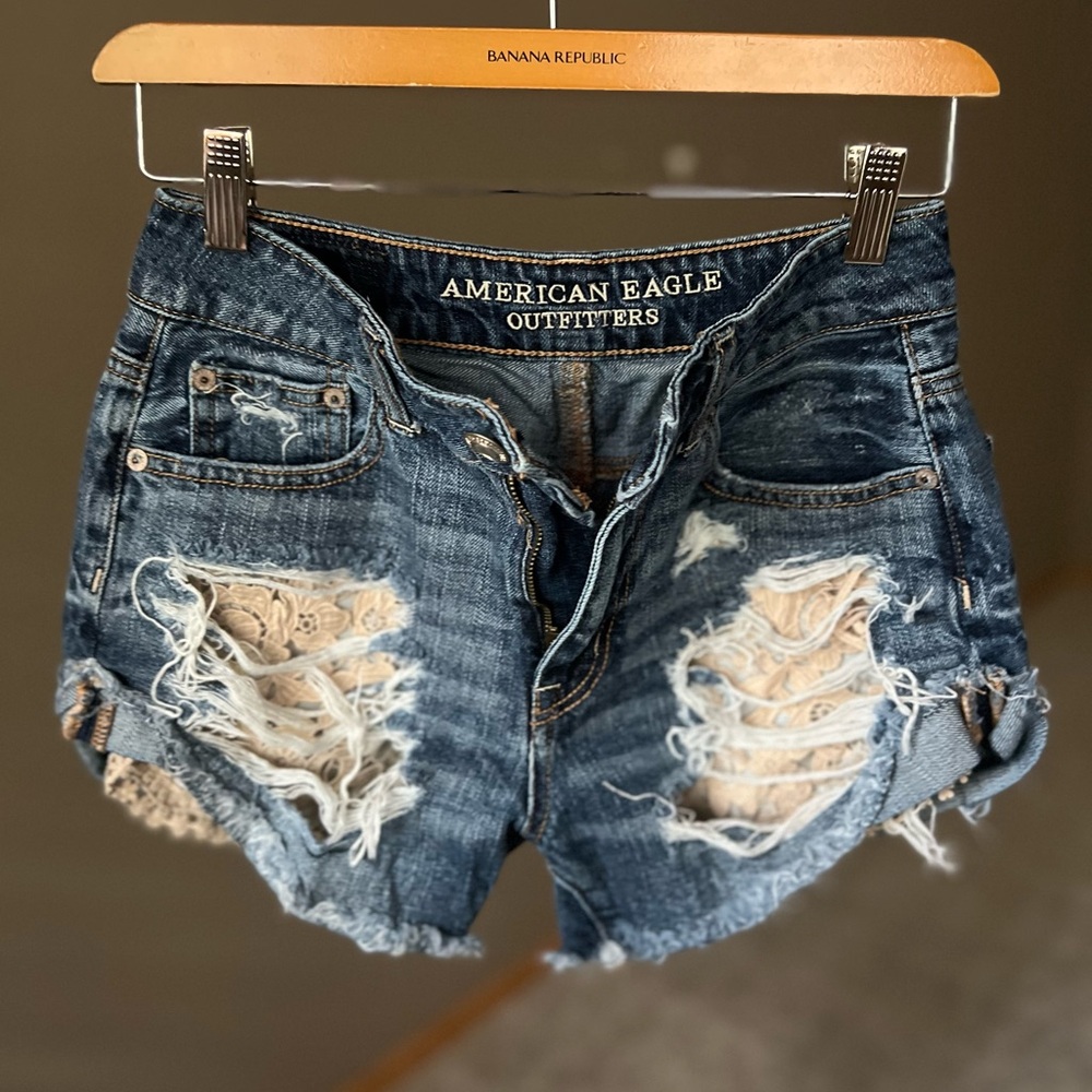 American Eagle Outfitters Ripped Blue Jean Shorts